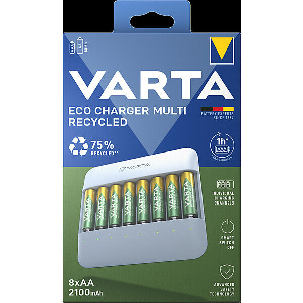 VARTA Eco Charger 8x AA 56816 Multi Recycled 2100m
