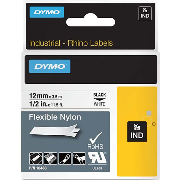 NWL Band ID1 Nylon 12mm/3,5m schwarz auf weiß 18488