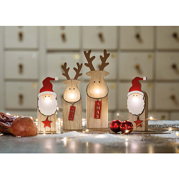 HELLUM LED-Holz-Weihnachtsmann batteriebetrieben 524673