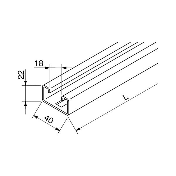 Niedax C-Profilschiene 40x22x3000 16F2-3000-L