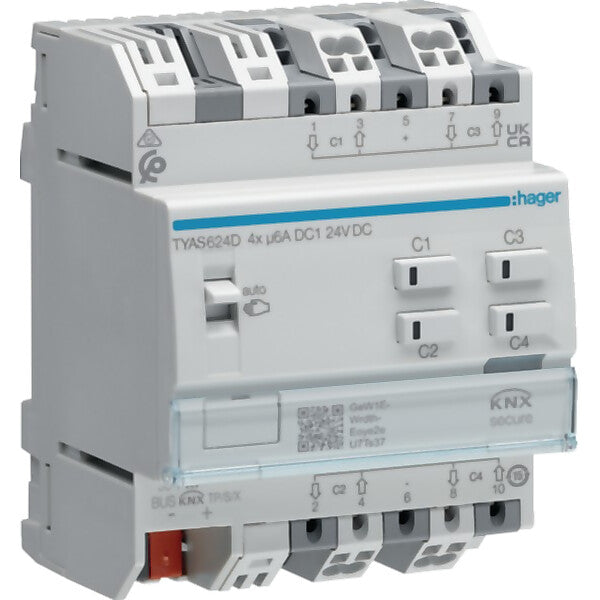 Hager Rolll.-/Jalousieakt. 4fach KNX Sec, 24V TYAS624D