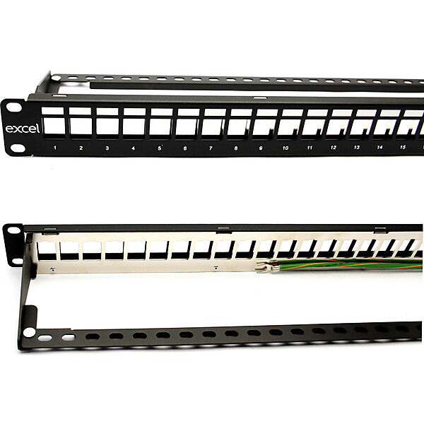 Excel Netw 19Z.-Modulträger 1HE sw leer,f.24x Keystone 100-755