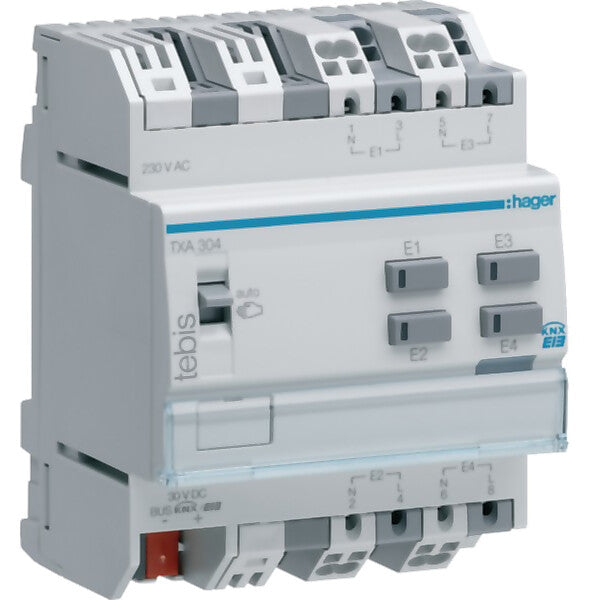 Hager Binäreingang KNX,4fach,230V TXA304