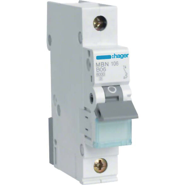 Hager Leitungsschutzschalter 1pol. B-6A, 6kA MBN106