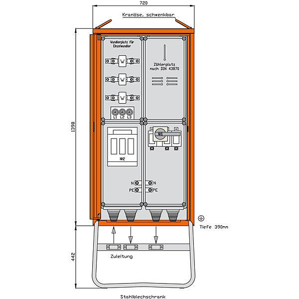 WALTHER-WERKE Anschlussschrank 173kVA/1Abg/1Z/1W WA0031