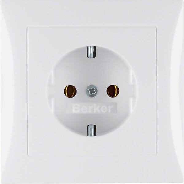 Hager/Berk SCHUKO-Steckdose pws/gl m.Abdeckplatte 47428989
