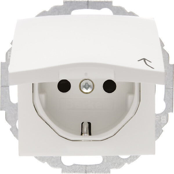 Hager/Berk SCHUKO-Steckdose pws/gl mit Klappdeckel 47448989