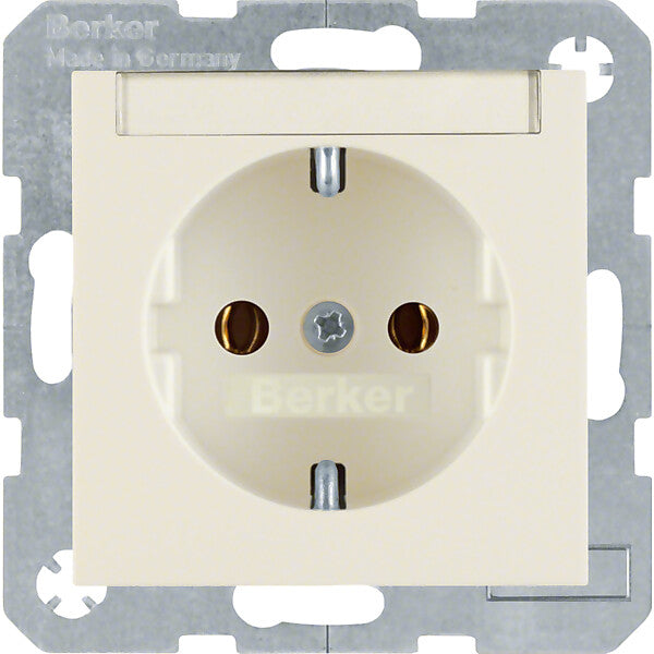 Hager/Berk SCHUKO-Steckdose ws/gl m.Beschriftungsfeld 47508982