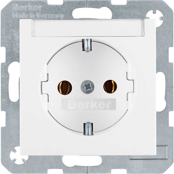 Hager/Berk SCHUKO-Steckdose pws/gl m.Beschriftungsfeld 47508989