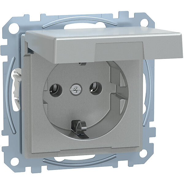 Merten SCHUKO-Steckdose alu Klappdeckel MEG2310-0460