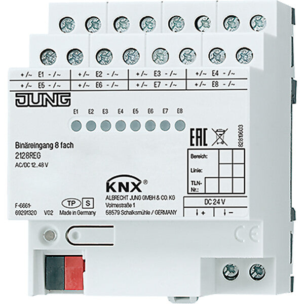 JUNG KNX Binäreingang 8-fach REG Gehäuse 4TE 2128 REG
