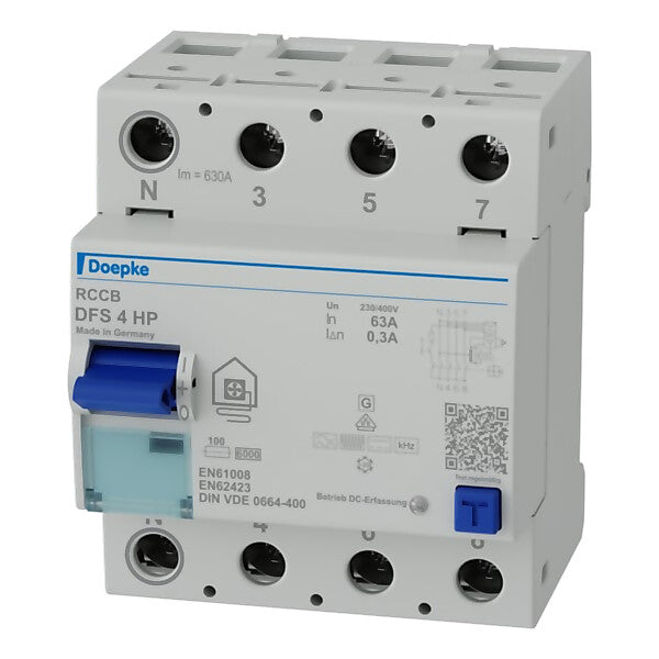 Doepke FI-Schutzschalter 4p, 63A, 0.3A, TypB+ DFS4 063-4/0,30-HP