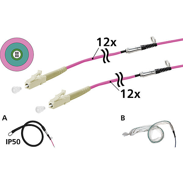 METZ CONNECT Universalkabel 12xOM4, LC-LC, 50m 152U127JJ5050G