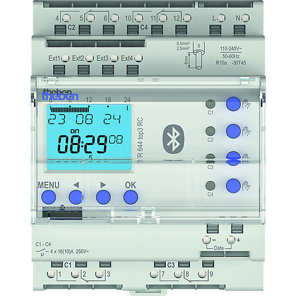 Theben Digitale Zeitschaltuhr Astroprogr., 4 Kanal TR 644 top3 BLE RC