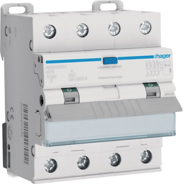 Hager FI/LS-Schalter 4-polig, 10kA ADX420D