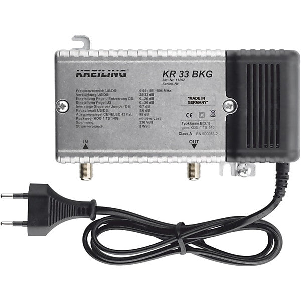 Kreiling BK-Verstärker 33dB 25dB Rückweg 0-65MHz KR 33 BKG