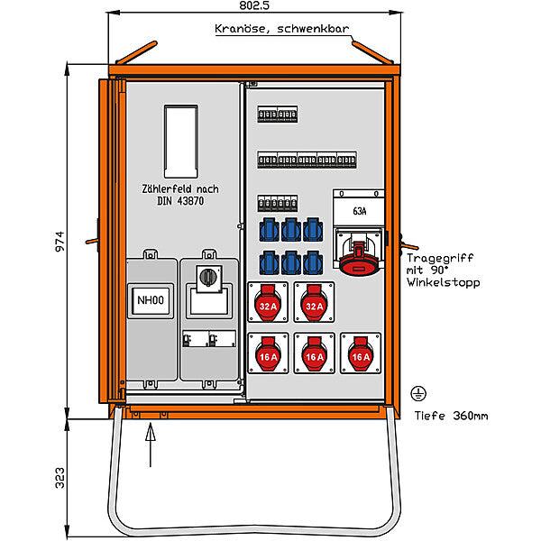 WALTHER-WERKE Anschlussverteilerschrank 55kVA m.Zählerplatz WAV0179R1