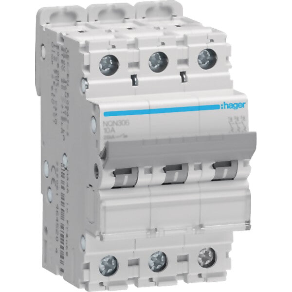 Hager LS-Schalter 3P 25kA B-6A 3M NQN306
