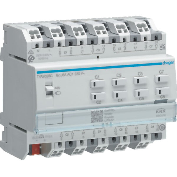 Hager Rollladen-/Jalousieaktor 8-fach KNX, 230V TYAS628C