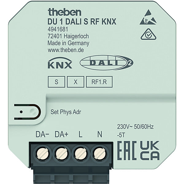 Theben UP 1-fach Funk-DALI-Aktor KNX RF, Data Secure DU 1 DALI S RF KNX