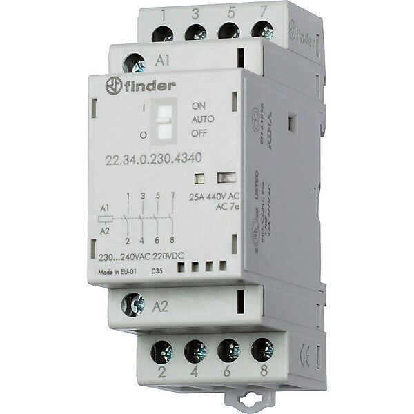 Finder Installationsschütz 230VAC/DC,4S,LED 22.34.0.230.4340