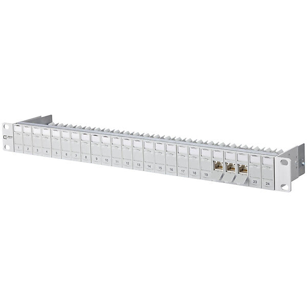 METZ CONNECT Patchfeld C6Amodul 24Port 1HE RAL7035 bestückt TN C6Amod-MP24-7035