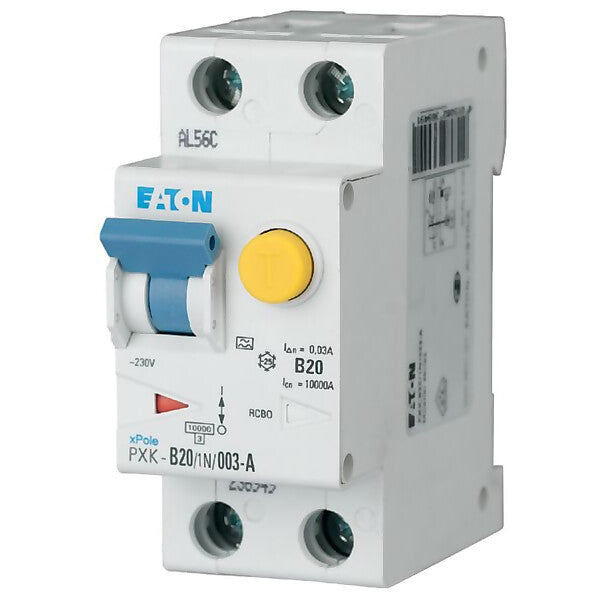 Eaton FI/LS-Kombischalter B 20A 1p+N, 30mA PXK-B20/1N/003-A