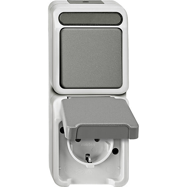 Merten Kombi-SCHUKO-Steckdose lgr Schließer 1-pol. MEG3497-8029