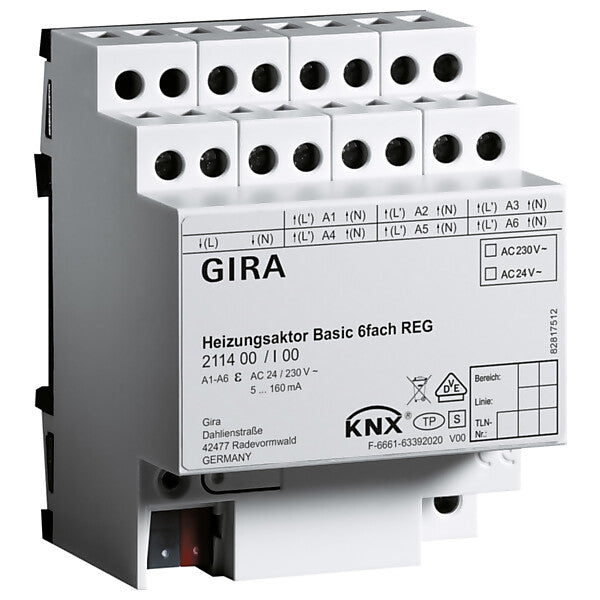 Gira Heizungsaktor 6f basic KNX REG 211400