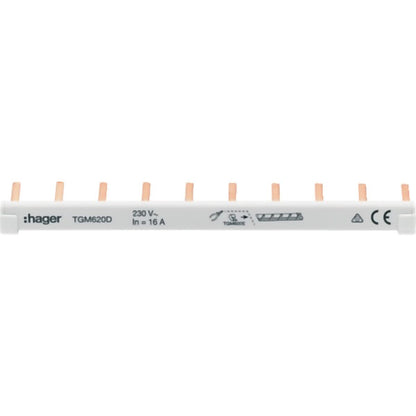 Hager Phasenschienen 6qmm, 10 Pole,Endk. TGM620D(VE)