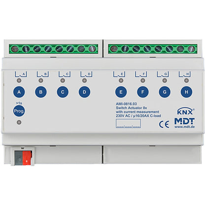 MDT technologies Schaltaktor 8-fach, 8TE REG, 16/20 A, 230 V AMI-0816.03