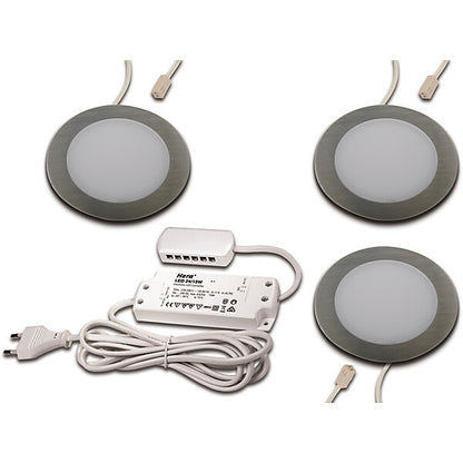 Hera LED Einbauleuchte 3er-Set ww, edelstahloptik 3er Set #61060430002