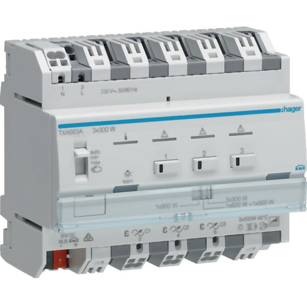 Hager Dimmer KNX easy, 3 x 300W TXA663A