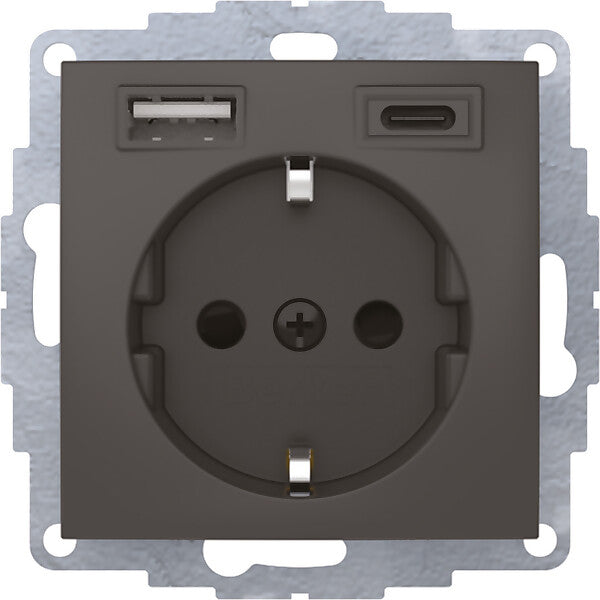 Hager/Berk Steckdose SCHUKO/USB anthrazit matt 48041606