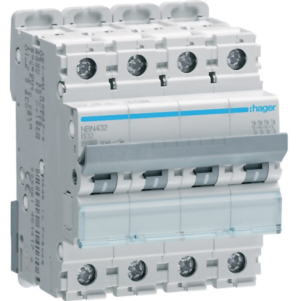Hager Leitungsschutzschalter 4pol.,B-32A,10kA,4M NBN432